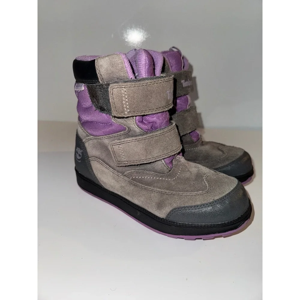 Timberland Girls Waterproof Snow Boots Grey Purple Thermolite 200g 5078R Sz 2.5